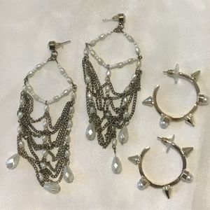 2 pair gold & pearl earrings